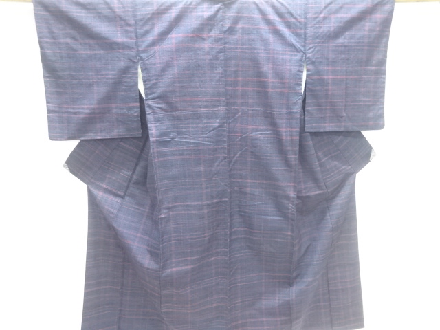 JAPANESE KIMONO / ANTIQUE KIMONO / SILK / TSUMUGI / WOVEN GRID